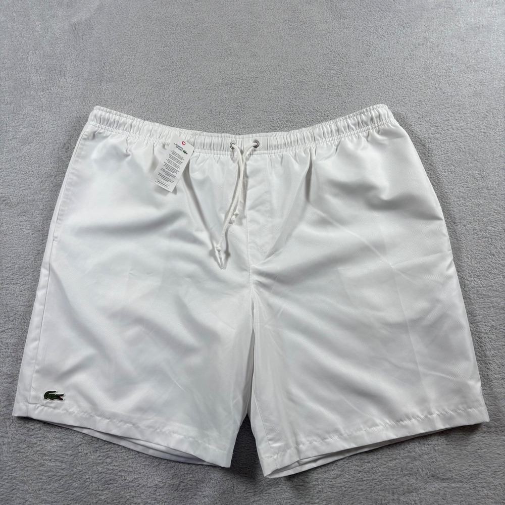 Lacoste Sport Mens White Diamond Weave Taffeta Tennis Shorts 4XL GH353T